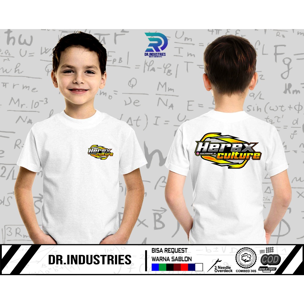 Kaos Baju Anak Herex Culture Gratis Nama IG pecinta Herex Herex Nusantara DB