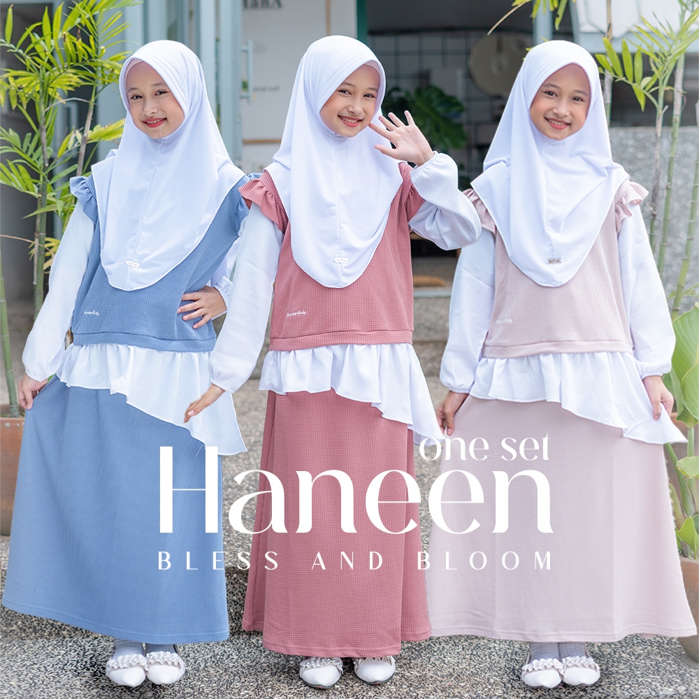 baju set setelan atas bawah one set blouse & skirt anak perempuan cewek cewe hijab Muslim umur usia 