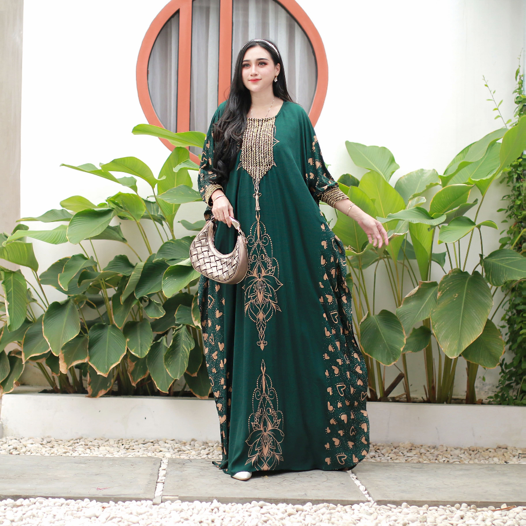 NEW!!! Kaftan Renda Sultan Busui/Motif Love/ Rayon Premium Cantik Formal Gamis Muslim Dres