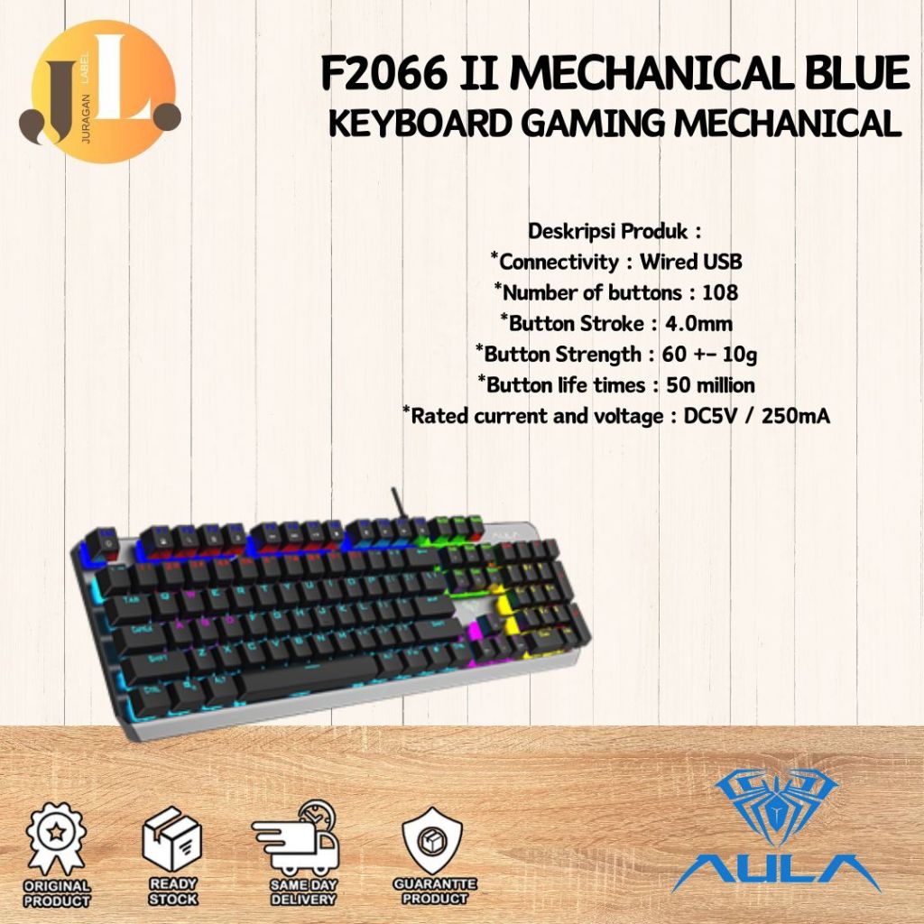 Keyboard Gaming AULA F2066 II Mechanical RGB Rainbow LED