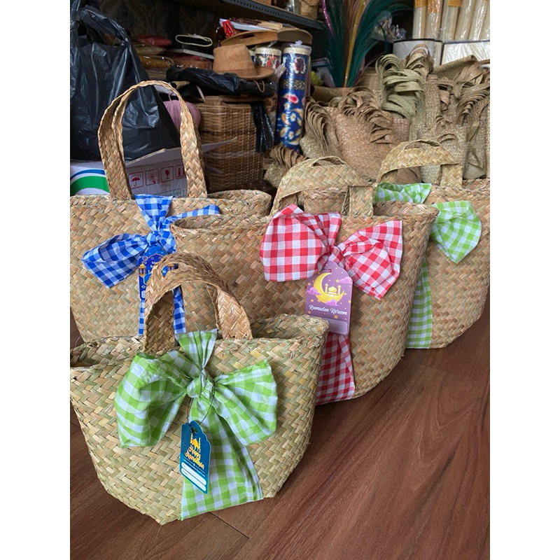 Tas Purun / Hampers Lebaran + Pita kain + Card