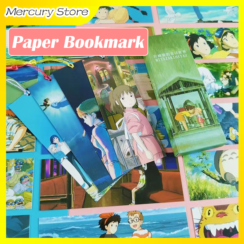 

30Pcs/Box Pembatas Buku Kertas Aesthetic Desain Miyazaki Hayao / Van Gogh Kreatif Untuk Sekolah / Kantor Kartun Lucu Bookmark Cartoon Reward Gifts