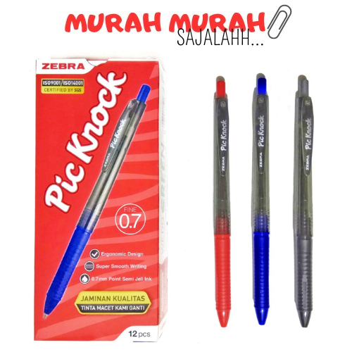 

Zebra Picknock Pulpen Rectractable 07 / Bolpen Zebra Pic Knock 0.7 Pack/ Pen Zebra Picknock / Pulpen Cetekan Isi 12