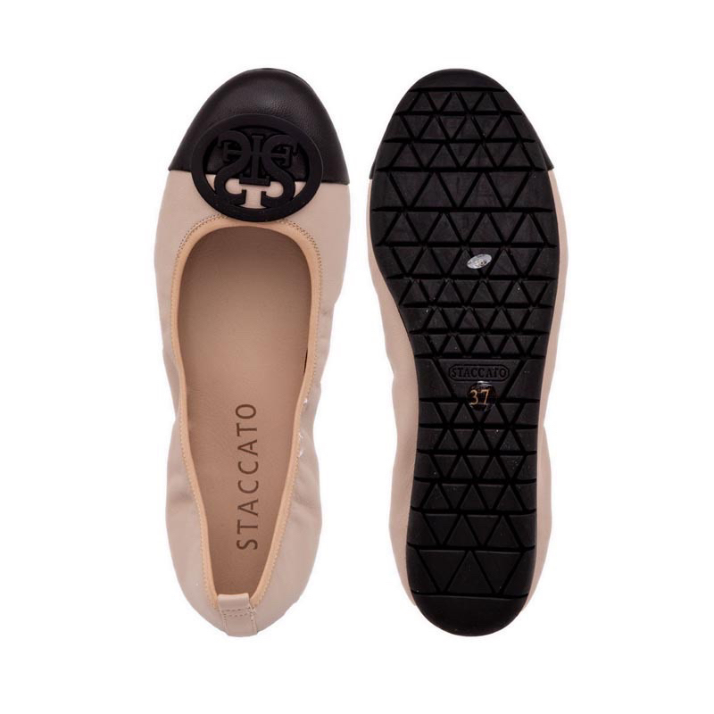Ter Murah ORIGINAL SALE Staccato 9CP47Z80 WOMAN Flats Shoes - APRICOT Black Hitam Cream MIX Wanita