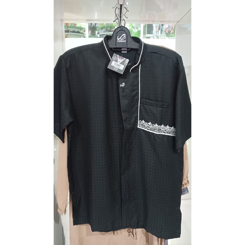 DISKON KEMKO RABBANI SIZE M PANJANG DAN PENDEK - koko rabbani - baju koko hitam lengan pendek dan pa