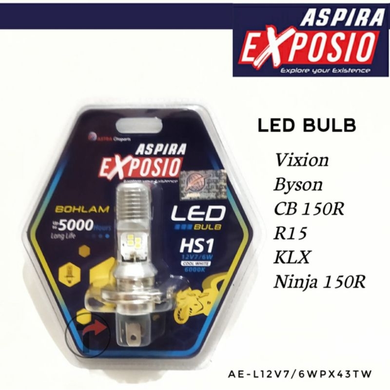 Bohlam Lampu LED warna putih motor Sport fitting HS1 seperti Vixion, R15, Byson, KLX, CB 150R, Ninja
