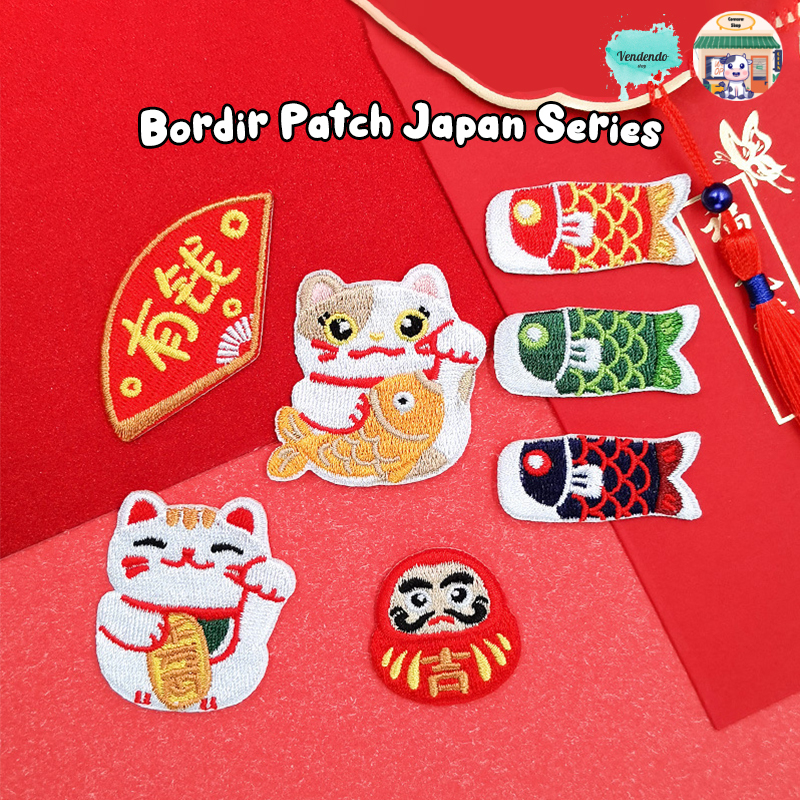 (TINGGAL TEMPEL) Adhesive PATCH BORDIR KARAKTER Jepang  /EMBLEM BAJU KARAKTER Motif Jepang