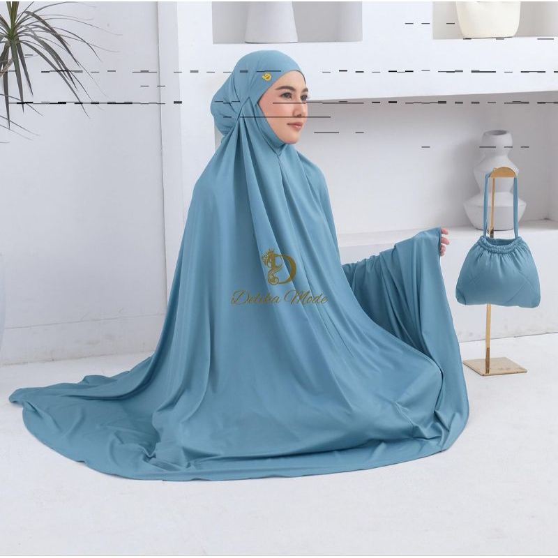 Mukena delika ,mukena dewasa penutup dagu,jersey premium,mukena khadijah