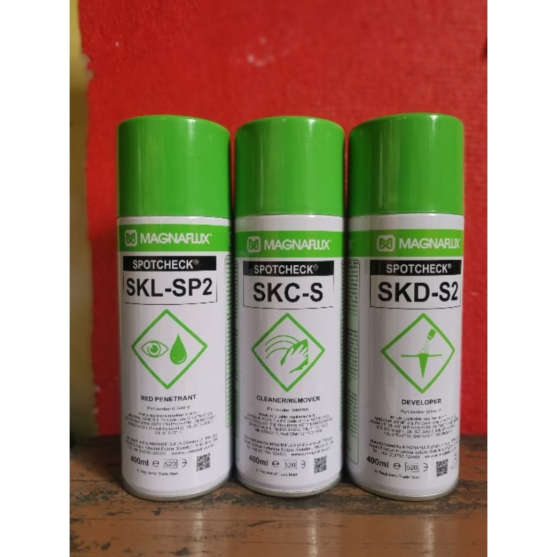 Magnaflux Spotcheck satu paket Penetrant Test SKL-SP2, Developer SKD-S2, Dan Cleaner SKC-S
