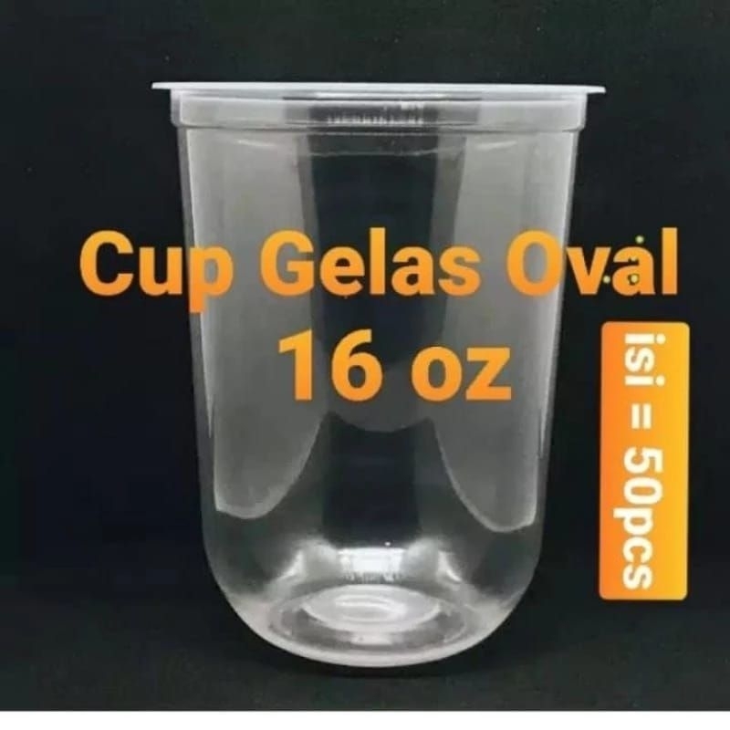 

2Xbtygneal Sakha Snack ) Gelas Oval / Cup Oval Ukuran 12Oz 14Oz 16Oz Isi 50 Pcs