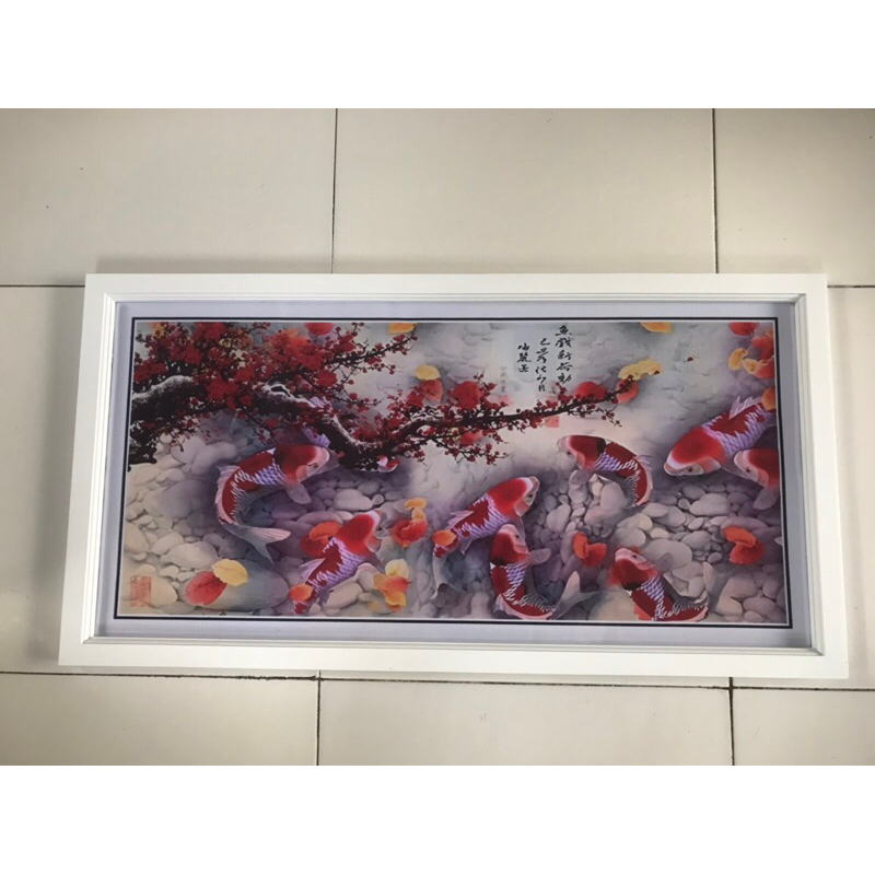 Hiasan Dinding plus bingkai uk:50cm x 100cm Lukisan Cetak 9ikan koi china