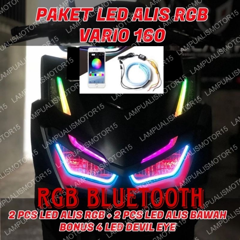 PAKET LED ALIS RUNNING RGB CONTROL BLUETOOTH VARIO 160 GRATIS DEMON EYES BERKUALITAS / LAMPU ALIS VA