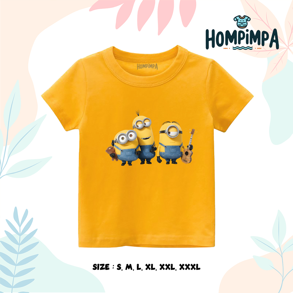Kaos Anak Cowok Cewek Minion Gitar Sablon Distro 30s