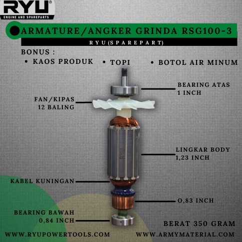 ART C6N PROMO ARMATURE MESIN GRENDA RYU RSG13 RYU ORIGINAL  ANGKER GRENDA  ARMATUR GRENDA  Armature 