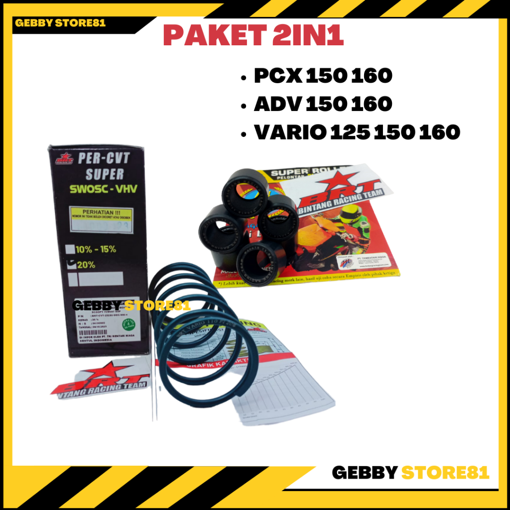 PAKET CVT BRT VARIO PCX 125/150/160 ADV 150 PER CVT & ROLLER BLACK DIAMOND VARIO &PCX 125/150/160 11
