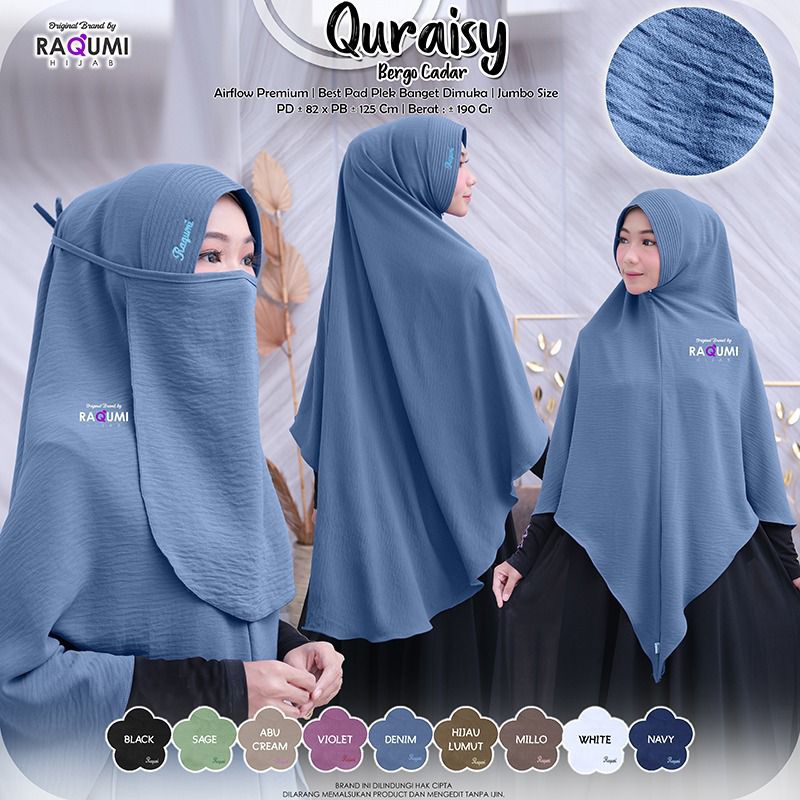 Quraisy bergo khimar original raqumi // khimar jumbo // khimar crincle daily