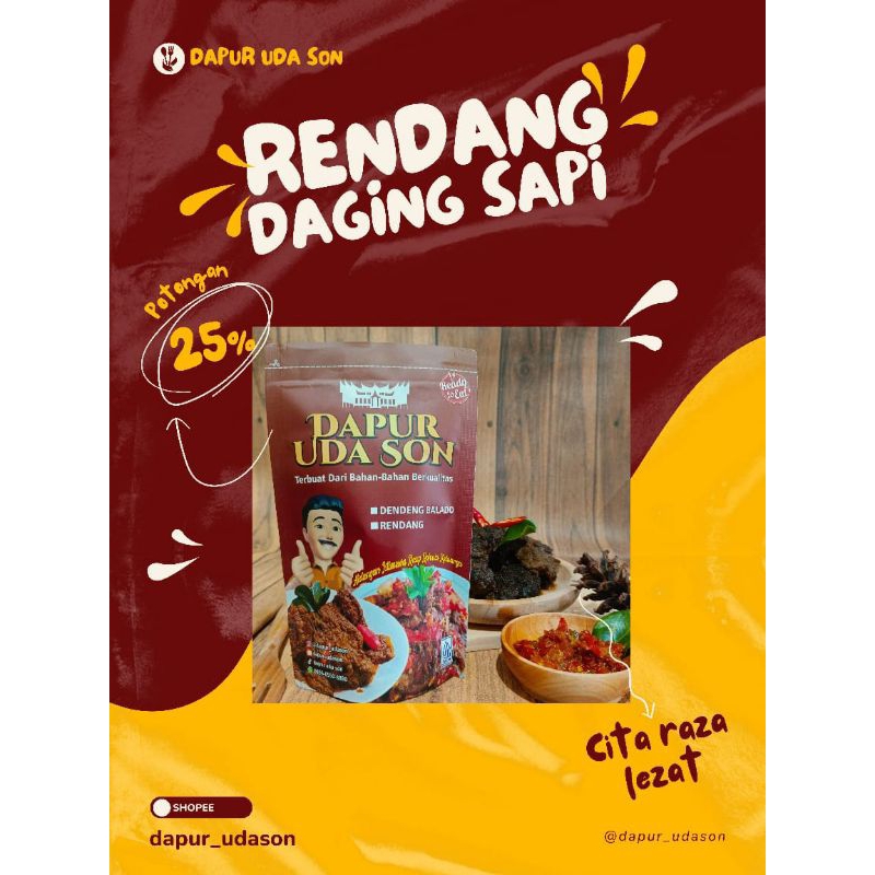 

Rendang Daging Sapi 100% Minang asli 165gr HALAL