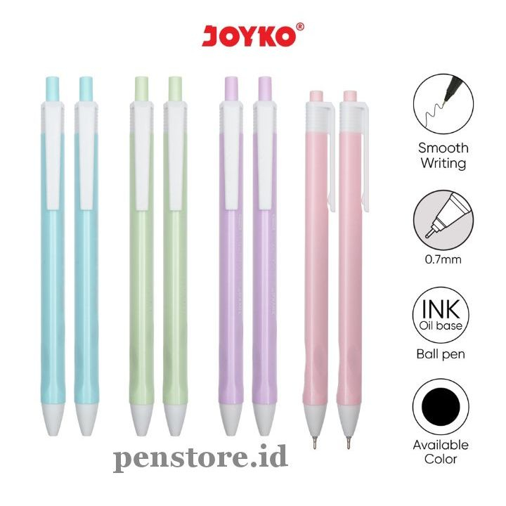 

(12pcs) Pulpen JOYKO BP-342 Vokus Pastel / Bolpen Lucu anti macet / Ballpoint Black Hitam