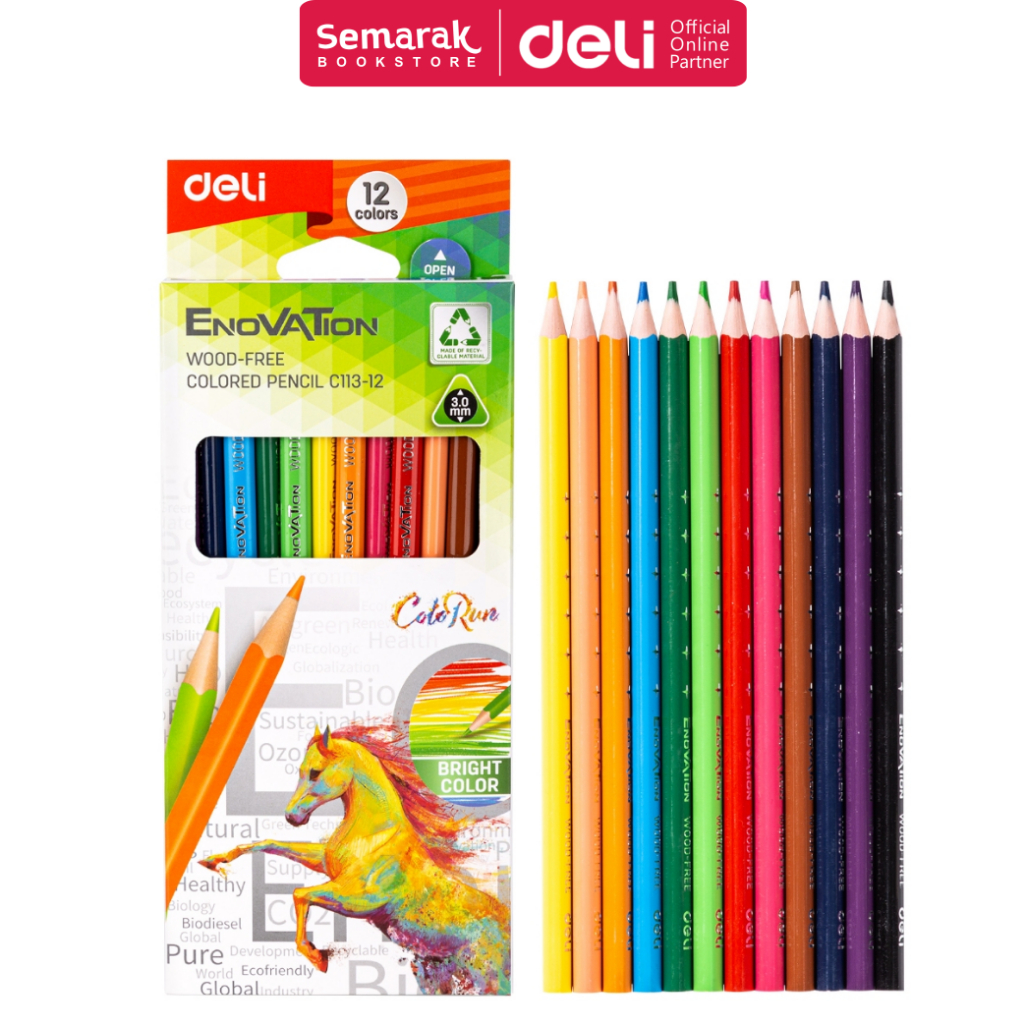 

Deli EC113 Colored Pencil Pensil Warna Desain Segitiga - 12 Warna