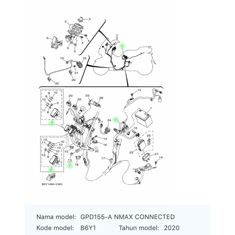 Kabel Body NMAX New / WIRE HARNESS ASSY (B6Y1) / B6Y-H2590-00