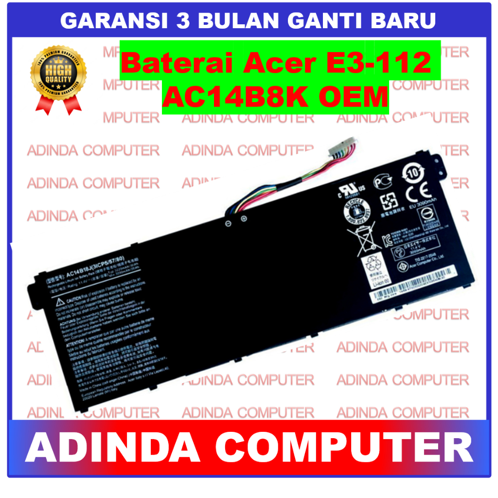Baterai Acer Aspire E3-112 Chromebook 13 C810 CB5-311 CB5-311 Chromebook 15 CB5-571 C910 CB3-531