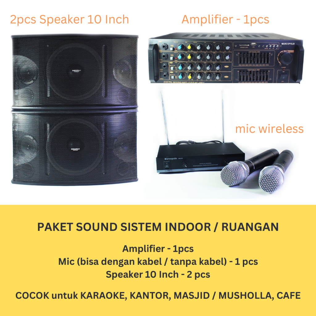 PAKET SOUND SISTEM / AUDIO INDOOR, RUMAHAN, KANTOR, KARAOKE - EKONOMIS & ORI