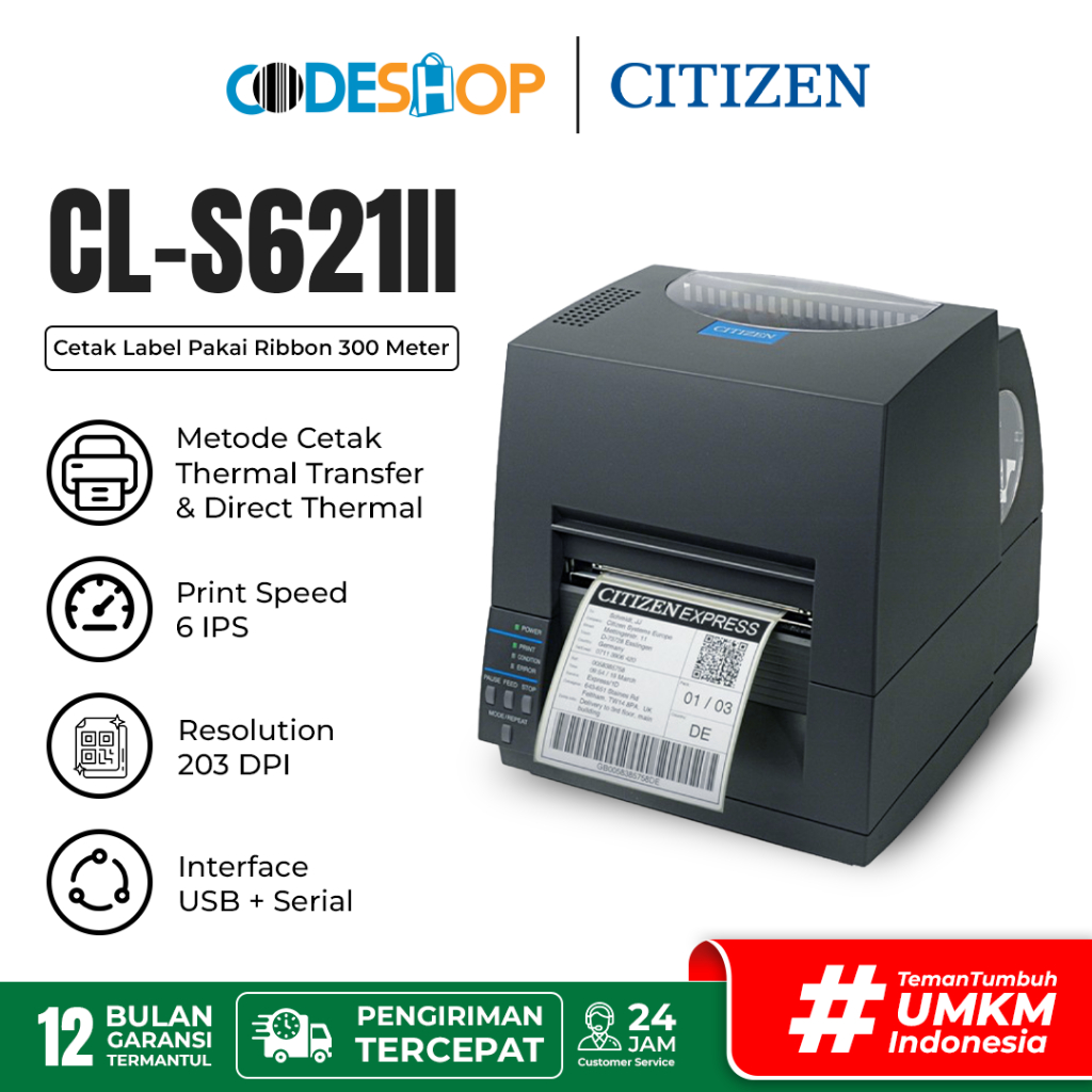 

Printer Barcode CITIZEN CL-S621II Cetak Label Stiker Marketplace