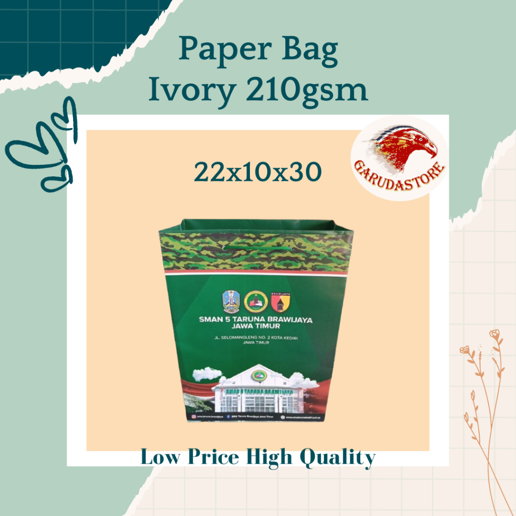 

Custom Paper Bag Printing Full Color, Minimal Cetak 300pcs Free Design