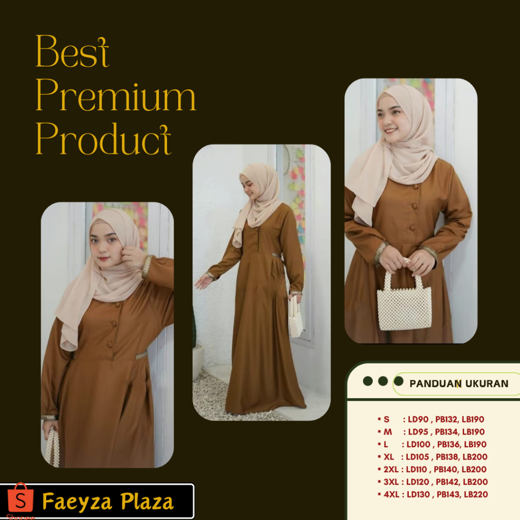Gamis PEMDA PNS PDH Khaki seragam kerja pdl TOYOBO busui baju simple ASN jumbo polos Ori syari faeyz