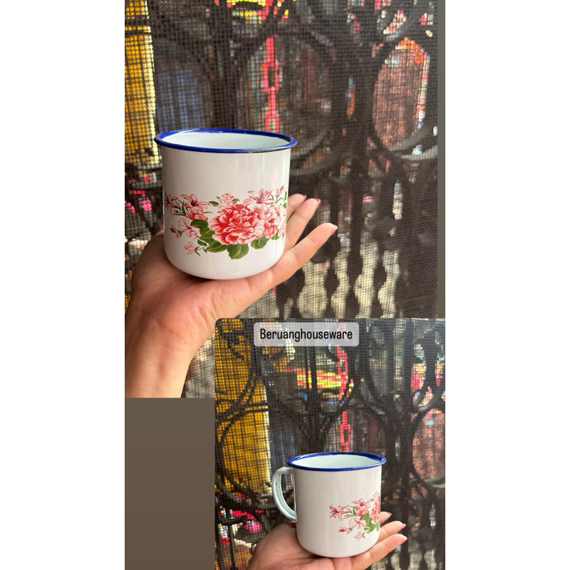 Cangkir mug gelas kaleng enamel