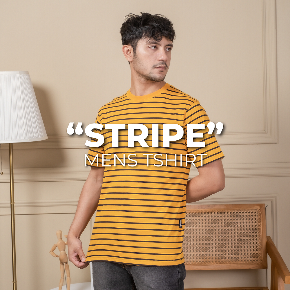 BAPIN Kaos Stripe Pria Salur - Kaos Salur T-Shirt Strip Pria