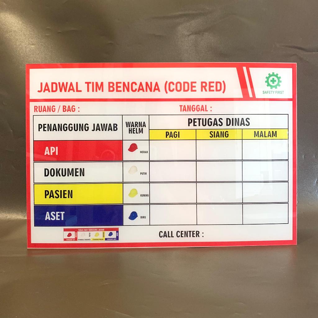 Papan Akrilik Code Red Ekonomis  ukuran 31.5 cm x  46.5 cm | Acrylic Code Red ver 2 | Akrilik K3 kod