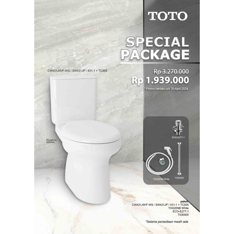 KLOSET DUDUK TOTO - KLOSET TOTO CW 431 SET KOMPLIT - TOTO