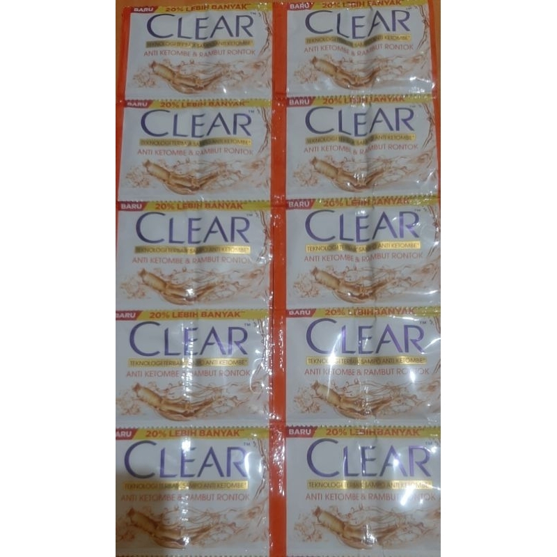 Shampo clear anti ketombe&rontok renceng isi 12 sachet