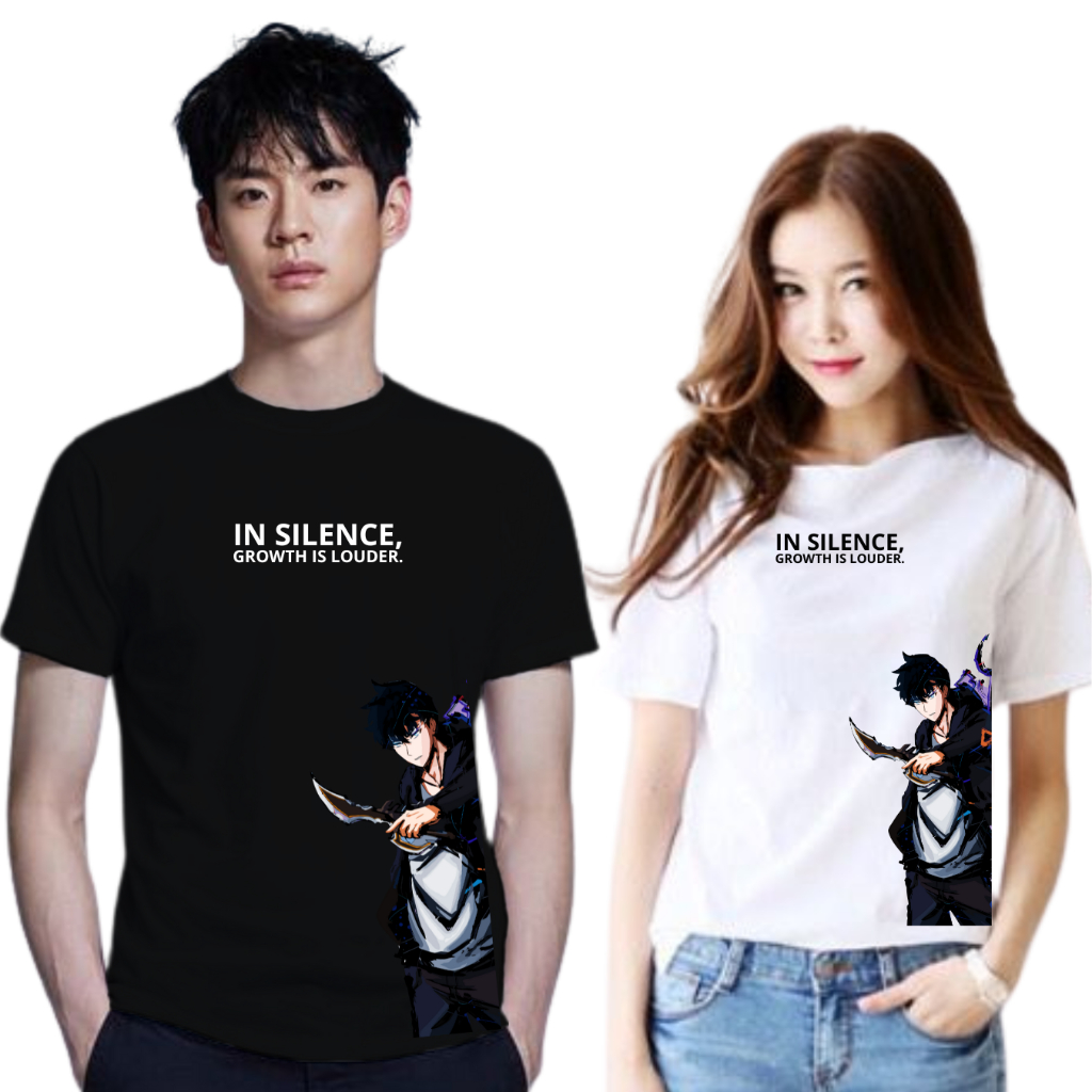 Orora Kaos Pria Manhwa Solo Leveling In Silence Growth Is Louder - Baju Atasan Sablon High Quality Pria Wanita Ukuran S M L XL XXL XXXL keren Original ORSL 10