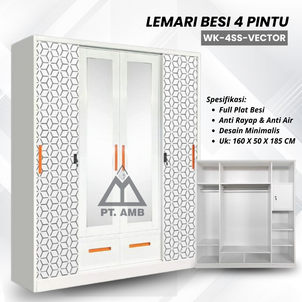 LEMARI SLIDING 4 PINTU/LEMARI BAJU JUMBO MURAH/LEMARI BAJU MINIMALIS/LEMARI PAKAIAN 4 PINTU BESI SLI