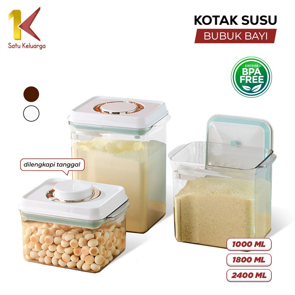 Satu Keluarga Toples Penyimpanan Makanan Kedap Udara Serbaguna dengan Tanggal Pengingat C1027 Kotak 