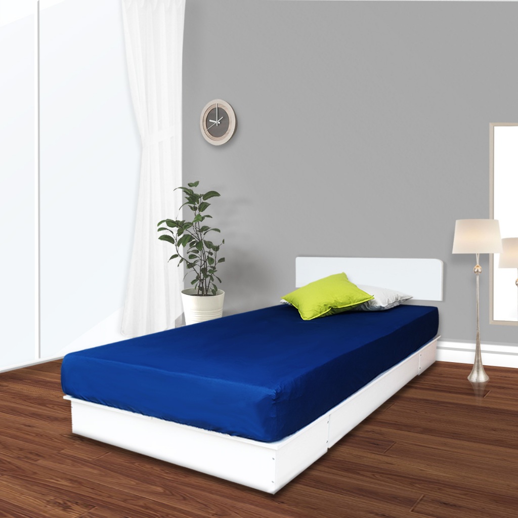 Ranjang Dipan Kayu Rangka Tempat Tidur Divan Putih Modern Minimalis IOWA 120