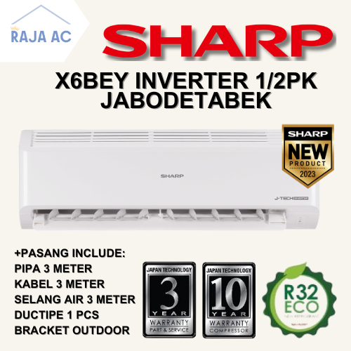 AC Sharp 1/2 PK X6BEY/ZY INVERTER FREE PASANG + AKSESORIS