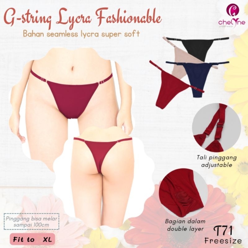 GSTRING CHELYNE 71 CELANA DALAM LYCRA TALI SAMPING BISA DIATUR - BUNGALILY