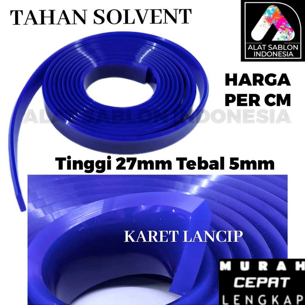 

KARET RAKEL SABLON BIRU LANCIP 27MMX5MM PER CM ALAT SABLON