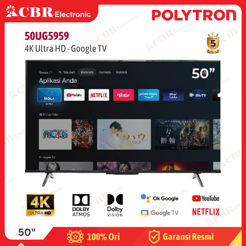 TV Polytron 50 Inch LED 50UG5959 (4K UHD - Google TV)