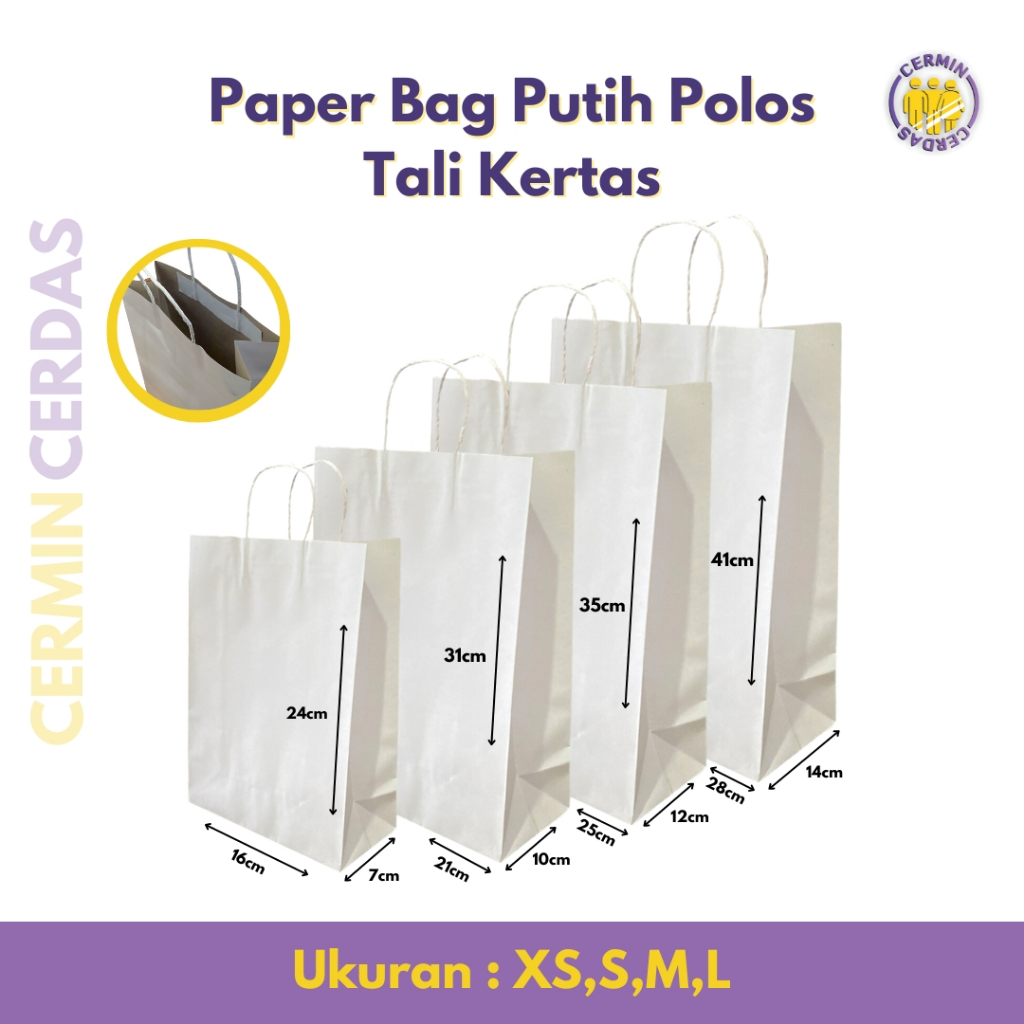 

Paper Bag Putih Polos Tali Kertas Tebal Souvenir Tas Kado Ulang Tahun