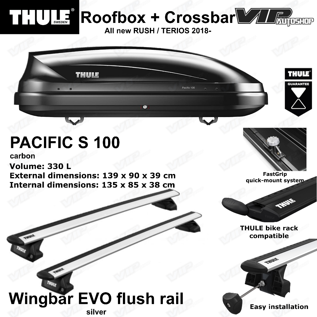 All new RUSH TERIOS 2018- PAKET crossbar + Roofbox roof box THULE