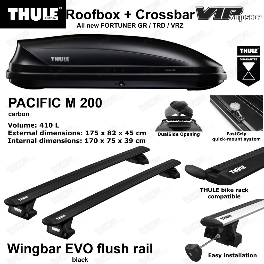 All new Fortuner GR TRD 2016-2026 Paket Crossbar + Roofbox Roof Box THULE