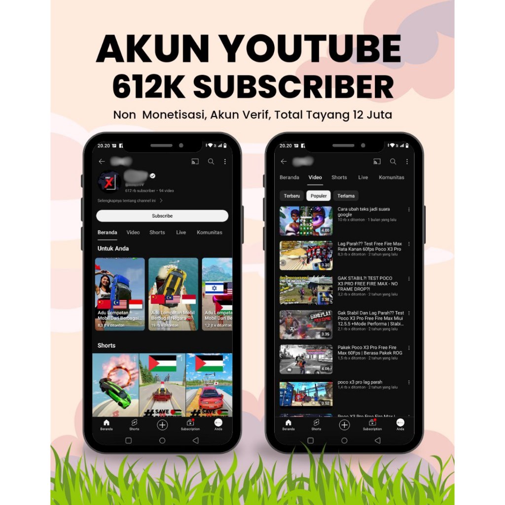 AKUN YOUTUBE GAME 612.000 Subcriber Tahun 2021