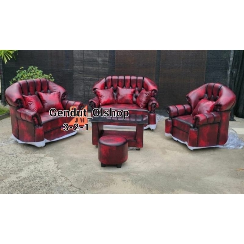 (Khusus Wilayah Kota Palembang) Kursi Tamu / Sofa Jaguar Mini 3-2-1 Free Bantal & Puff ( Bisa Reques