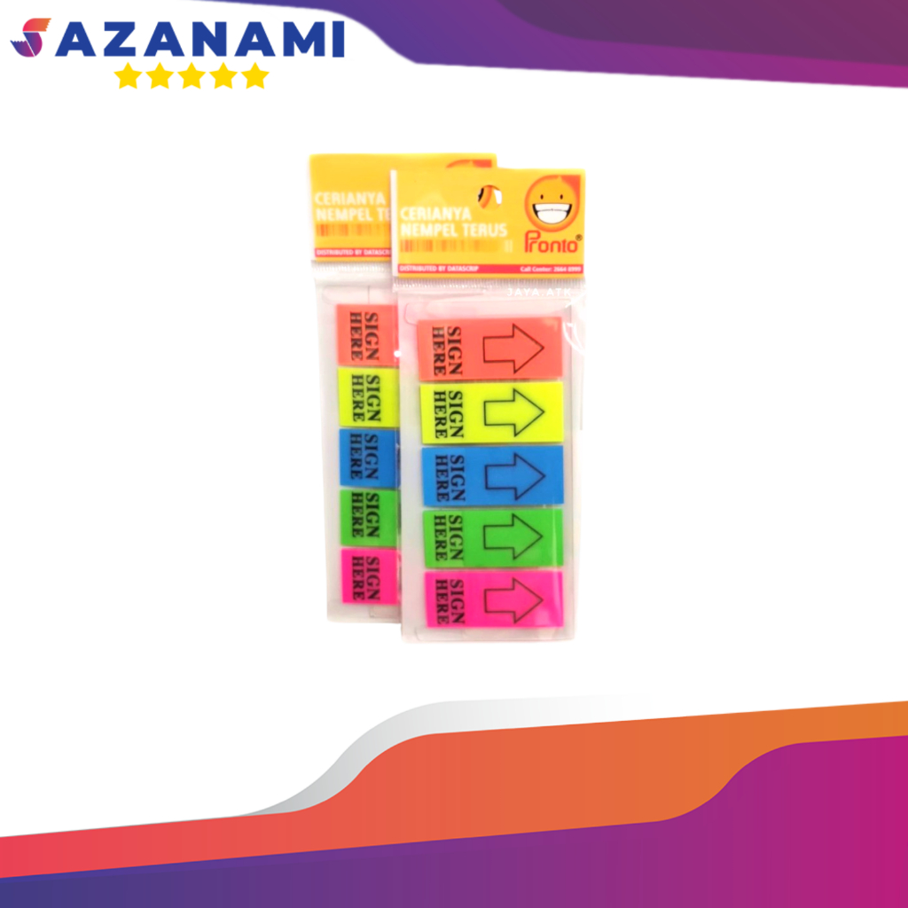 

PRONTO SIGN HERE 5 WARNA PENANDA TANDA TANGAN MEMO STICKY NOTE RJ4