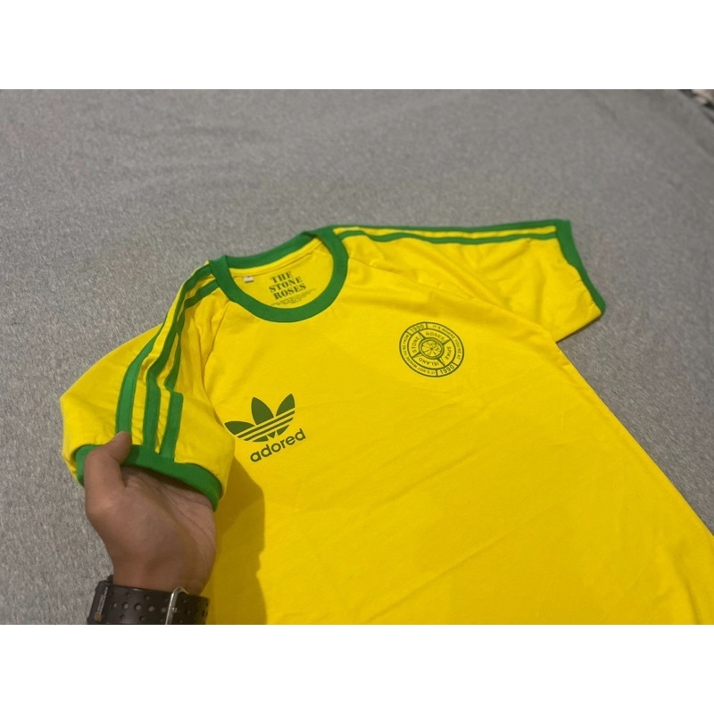 KAOS BAND THE STONE ROSES LOGO 1990 WARNA KUNING-HIJAU