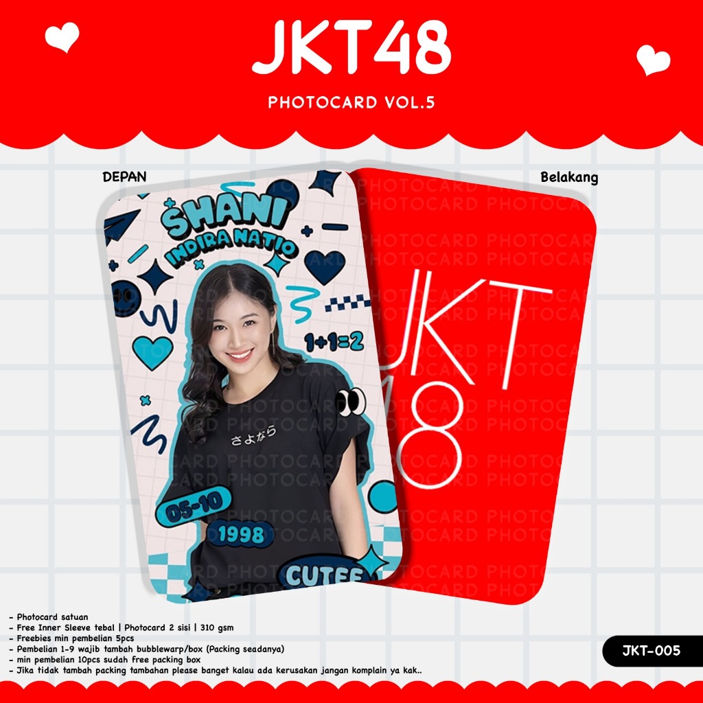 PHOTOCARD JKT 48 VOL 5 TERBARU BIODATA GLOSSY DEPAN BELAKANG